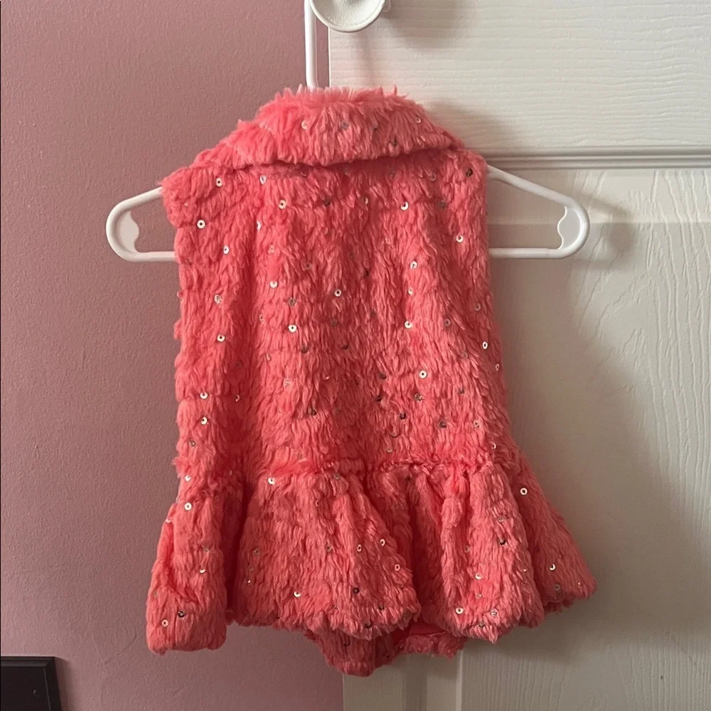 Little Lass Pink Sequin Vest with Silver Accents